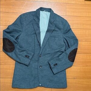 Men's Gray Blazer with Black Elbow Patches